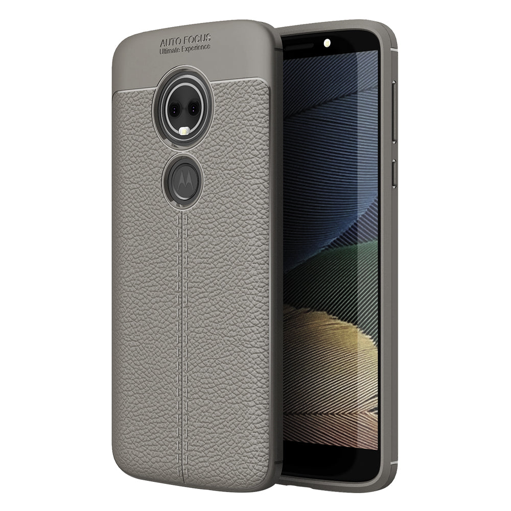 Back Cover, Drop Tested, TPU (Rubber), Grey, Leather, Leather Armor TPU, ₹500 - ₹699, Solid, Slim Design, Moto, Moto G6 Play, Motorola, 