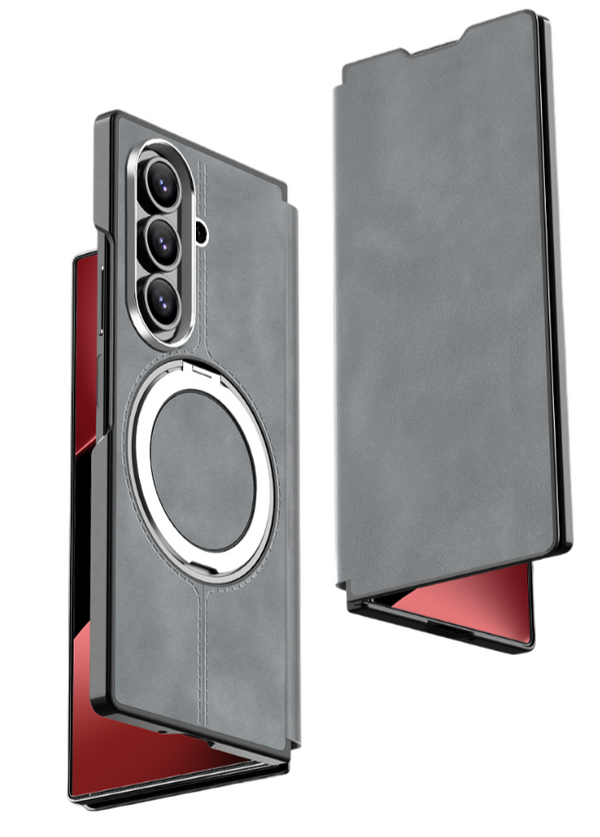 Samsung Galaxy Z Fold 7 5G Back Cover | PU Suede Leather Series [MagSafe Compatible], Grey