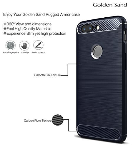 Carbon Fibre Series Shockproof Armor Back Cover for OnePlus 5T, 6.01 inch, Blue