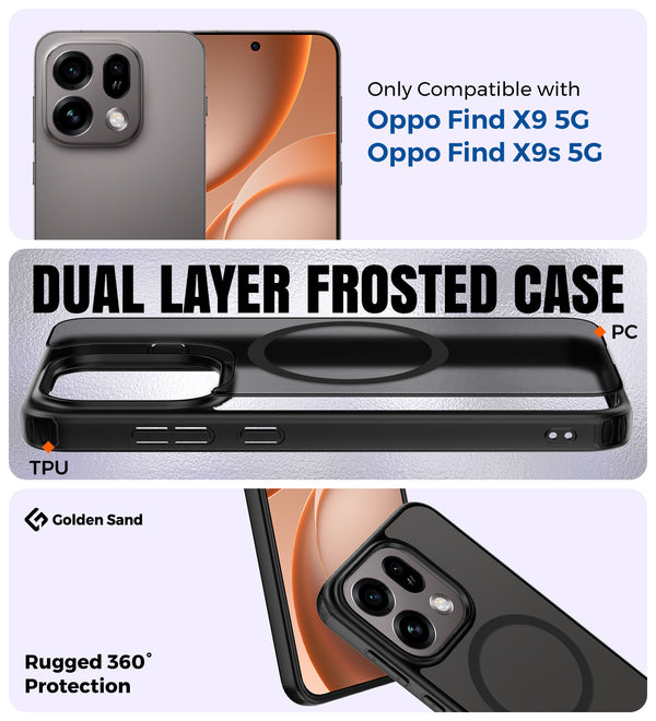 Oppo Find X9s 5G, Oppo Find X9 5G (6.59 inch) Back Cover | Rugged Frosted MagSnap Series, Space Black