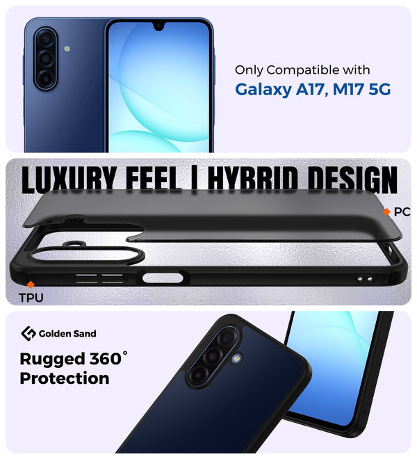 Samsung Galaxy A17 5G, Samsung Galaxy M17 5G (6.7 inch) Back Cover | Rugged Frosted Series, Black