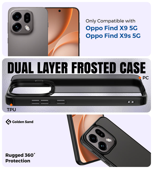 Oppo Find X9s 5G, Oppo Find X9 5G (6.59 inch) Back Cover | Rugged Frosted Series, Space Black