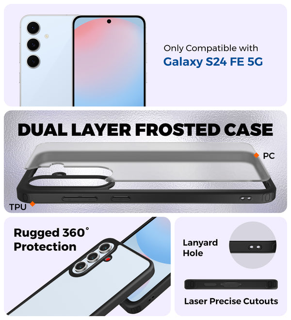 Samsung Galaxy S24 FE 5G (6.7 inch) Back Cover | Rugged Frosted Series, Black