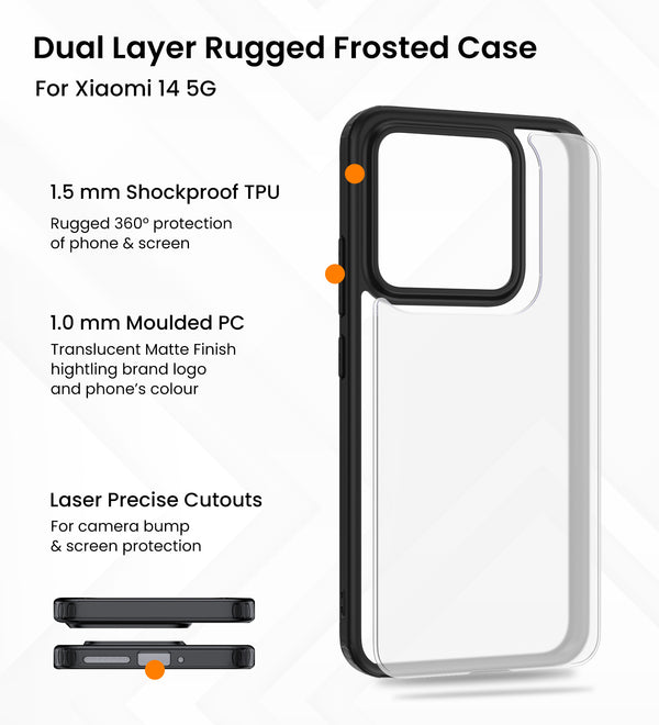 Xiaomi 14 5G (6.36 inch) Back Cover | Rugged Frosted Series, Black