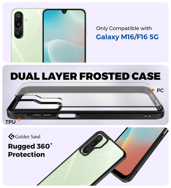 Samsung Galaxy M16 5G, Samsung Galaxy F16 5G (6.7 inch) Back Cover | Rugged Frosted Series, Black