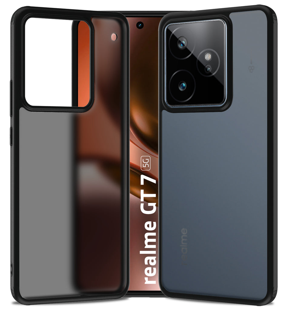 Realme GT 7, Realme GT 7T 5G (6.8 inch) Back Cover | Rugged Frosted Series, Black