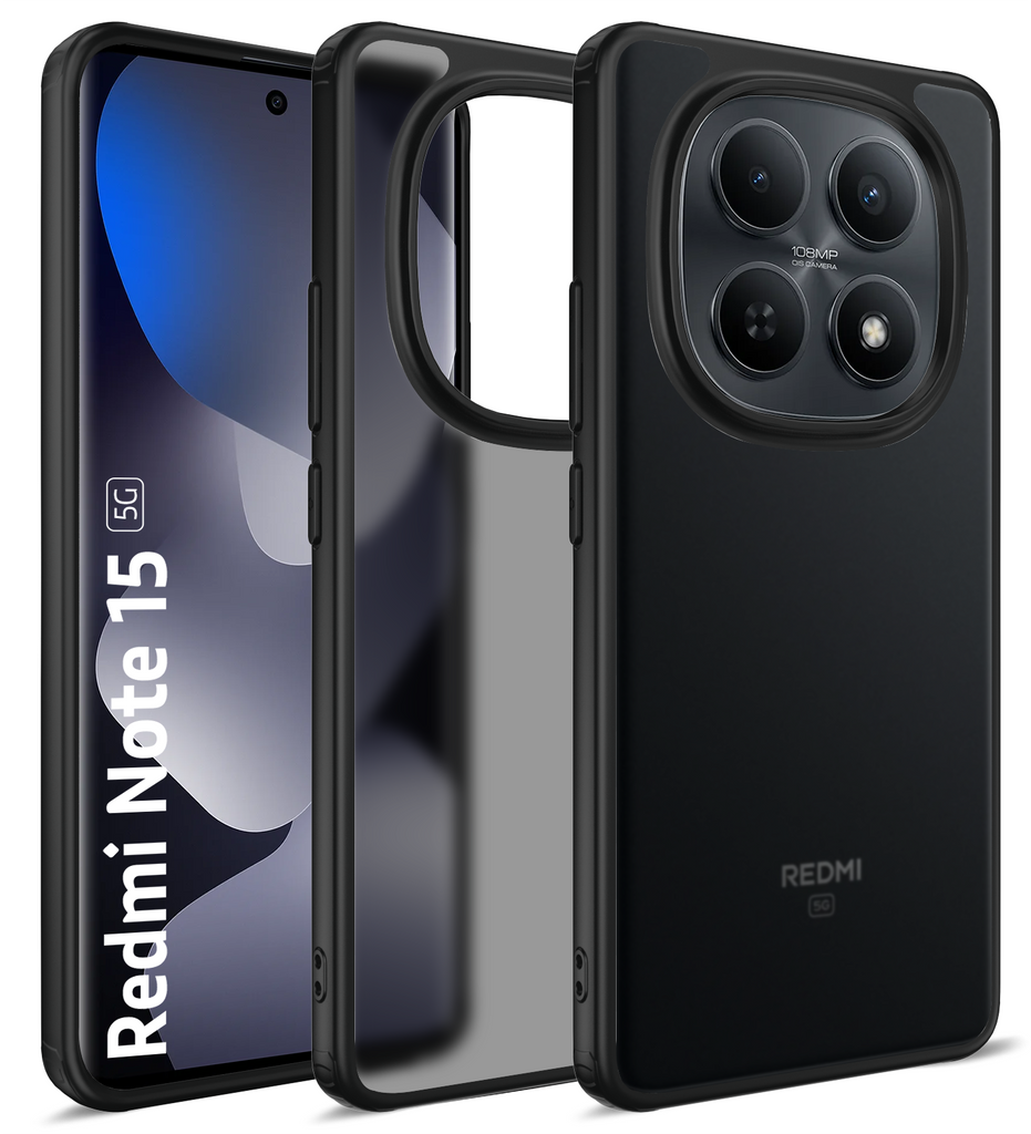 Redmi Note 15 5G (6.77 inch) Back Cover | Rugged Frosted Series, Black