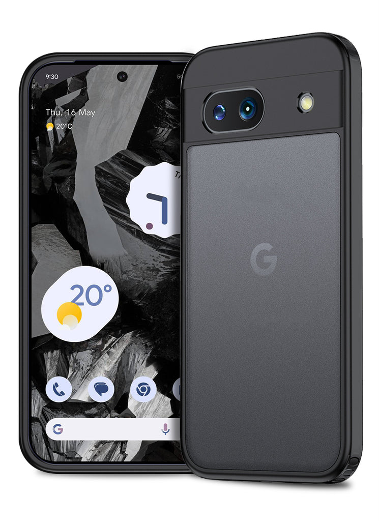 Rugged Frosted Semi Transparent PC Shock Proof Slim Back Cover for Google Pixel 8A 5G, 6.1 inch, Black