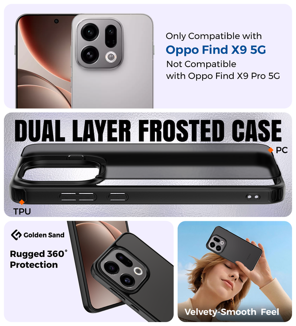 Oppo Find X9 5G (6.59 inch) Back Cover | Rugged Frosted Series, Space Black