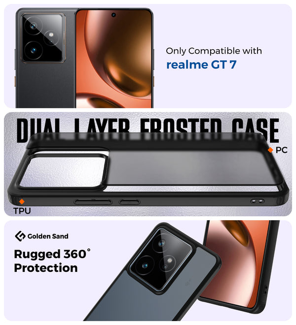 Realme GT 7, Realme GT 7T 5G (6.8 inch) Back Cover | Rugged Frosted Series, Black