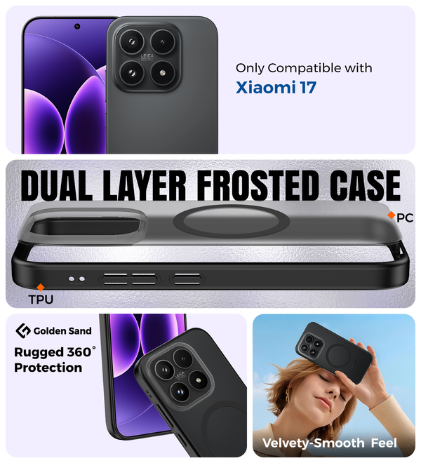Xiaomi 17 5G (6.3 inch) Back Cover | Rugged Frosted MagSnap Series, Black