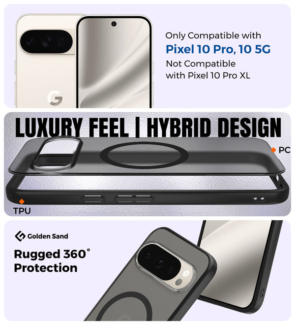 Google Pixel 10 Pro 5G (6.3 inch) Back Cover | Rugged Frosted MagSnap Series, Black