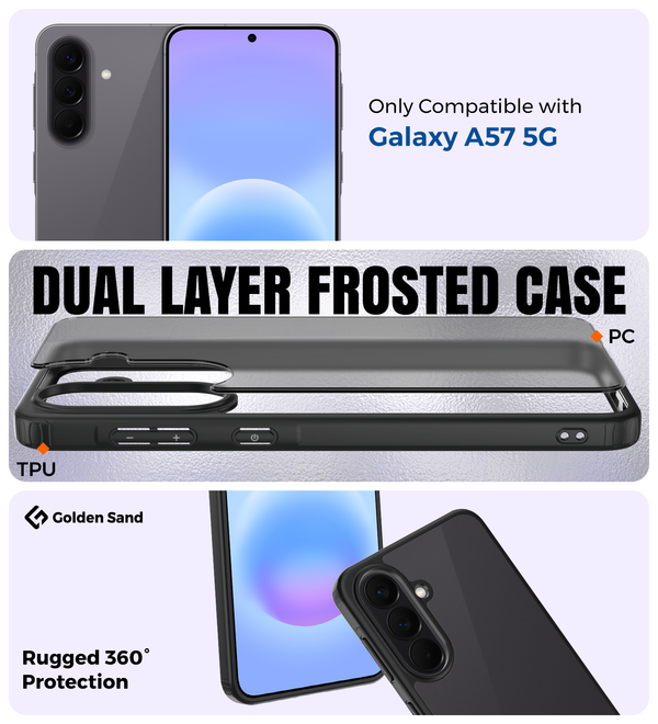 Samsung Galaxy A57 5G (6.72 inch) Back Cover | Rugged Frosted Series, Awesome Black