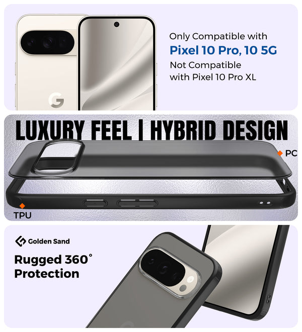 Google Pixel 10 Pro 5G (6.3 inch) Back Cover | Rugged Frosted Series, Black
