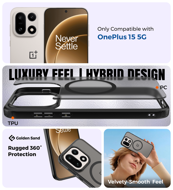 OnePlus 15 5G (6.78 inch) Back Cover | Rugged Frosted MagSnap Series, Infinite Black