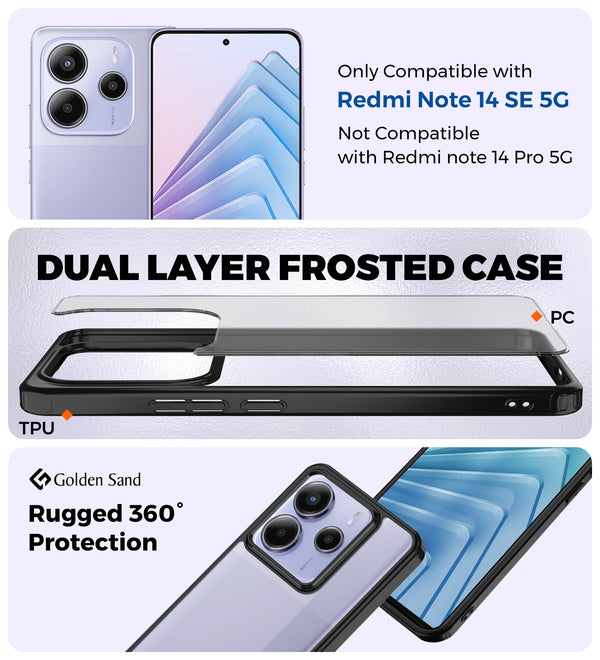 Redmi Note 14 SE 5G (6.67 inch) Back Cover | Rugged Frosted Series, Black