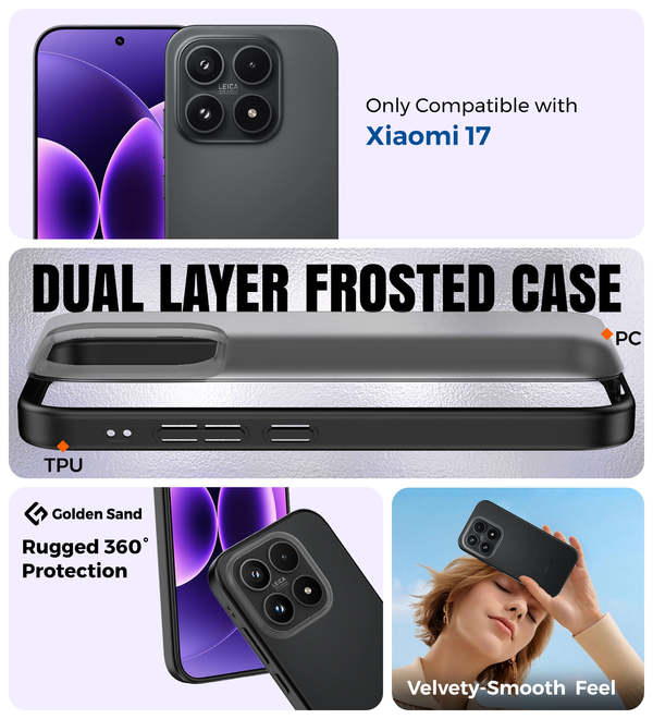 Xiaomi 17 5G (6.3 inch) Back Cover | Rugged Frosted Series, Black
