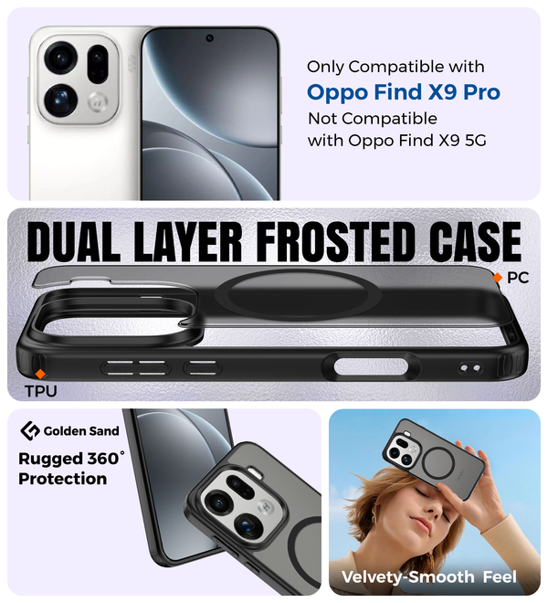 Oppo Find X9 Pro 5G (6.78 inch) Back Cover | Rugged Frosted MagSnap Series, Black Charcoal