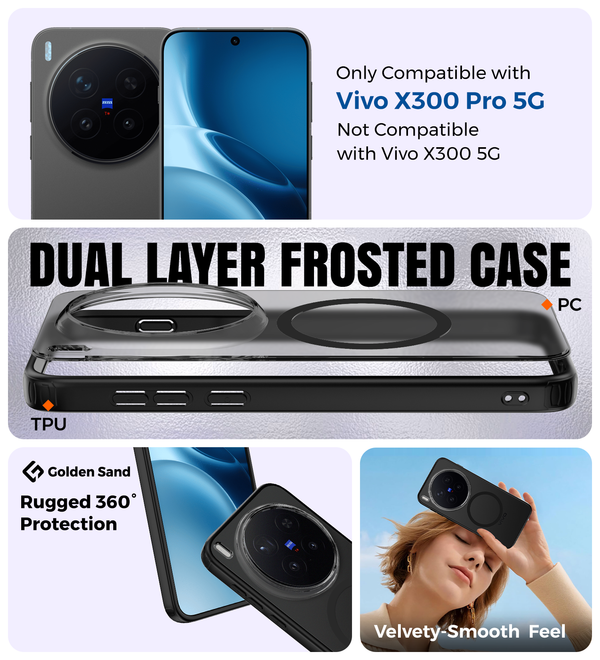 Vivo X300 Pro 5G (6.78 inch) Back Cover | Rugged Frosted MagSnap Series, Phantom Black
