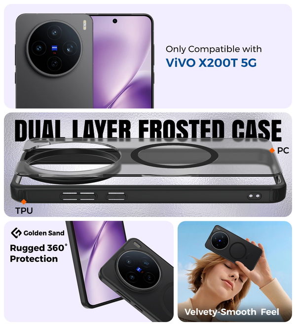 Vivo X200T 5G (6.67 inch) Back Cover | Rugged Frosted MagSnap Series, Stellar Black