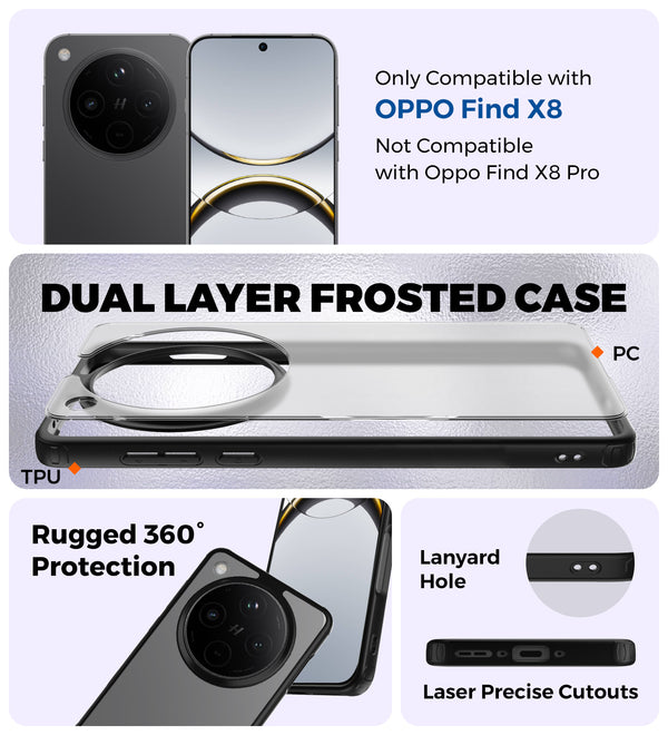 Oppo Find X8 5G (6.59 inch) Back Cover | Rugged Frosted Series, Black