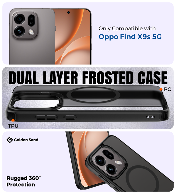Oppo Find X9s 5G (6.59 inch) Back Cover | Rugged Frosted MagSnap Series, Midnight Black