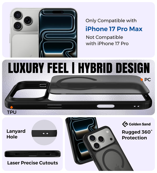 Apple iPhone 17 Pro Max 5G (6.9 inch) Back Cover | Rugged Frosted MagSnap Series, Deep Black