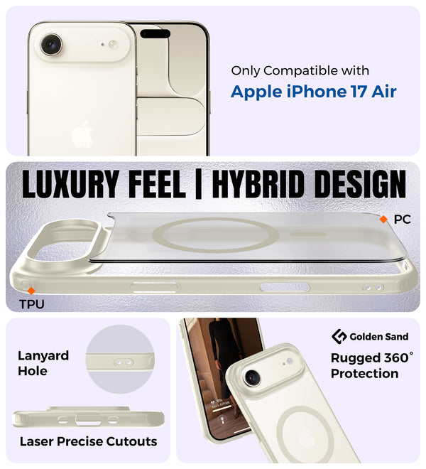 Apple iPhone Air 5G, iPhone 17 Air (6.9 inch) Back Cover | Rugged Frosted MagSnap Series, Cloud White