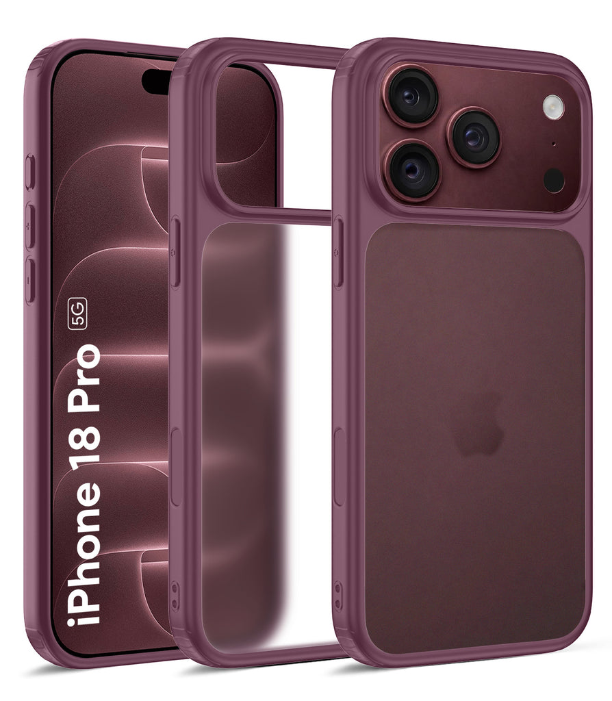 Apple iPhone 18 Pro 5G (6.3 inch) Back Cover | Rugged Frosted Series, Burgundy