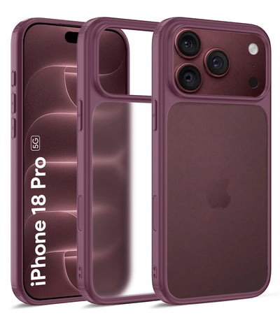 Apple iPhone 18 Pro 5G (6.3 inch) Back Cover | Rugged Frosted Series, Burgundy