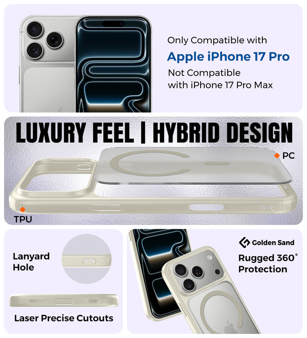 Apple iPhone 17 Pro 5G (6.3 inch) Back Cover | Rugged Frosted MagSnap Series, Ivory White