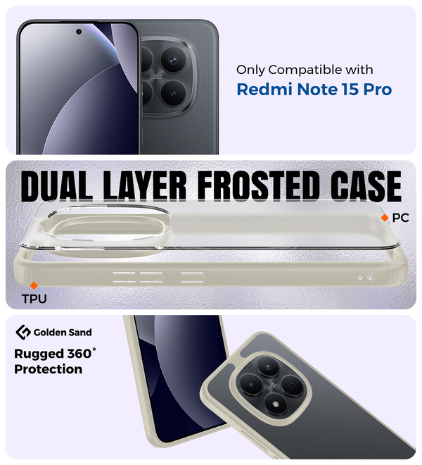 Redmi Note 15 Pro 5G (6.83 inch) Back Cover | Rugged Frosted Series, Ivory  Ash