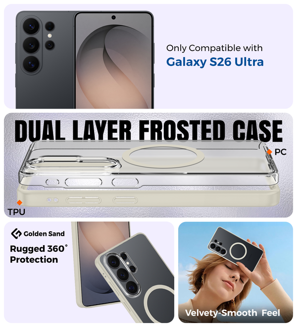 Samsung Galaxy S26 Ultra 5G (6.9 inch) Back Cover | Rugged Frosted MagSnap Series, Silver Ivory