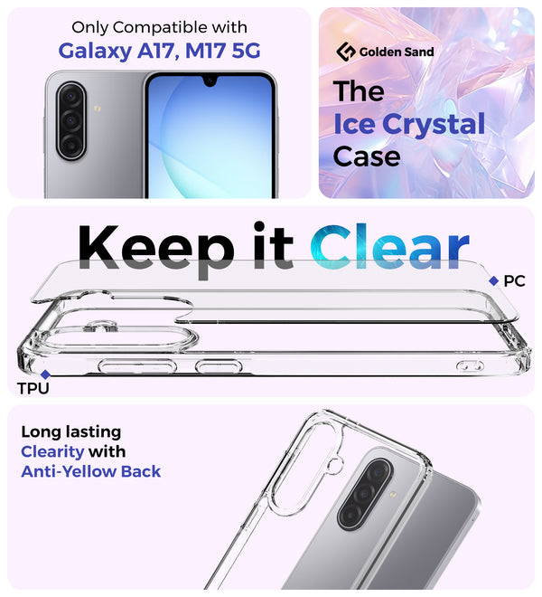 Samsung Galaxy A17 5G, Samsung Galaxy M17 5G (6.7 inch) Back Cover | Ice Crystal Series, Crystal Clear