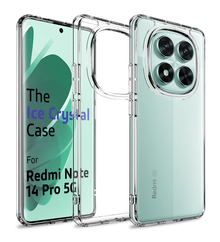 Ice Crystal Series Hybrid Transparent PC Military Grade TPU Back Cover for Redmi Note 14 Pro 5G, Redmi Note 14 Pro+ Plus 5G, 6.67 inch, Crystal Clear