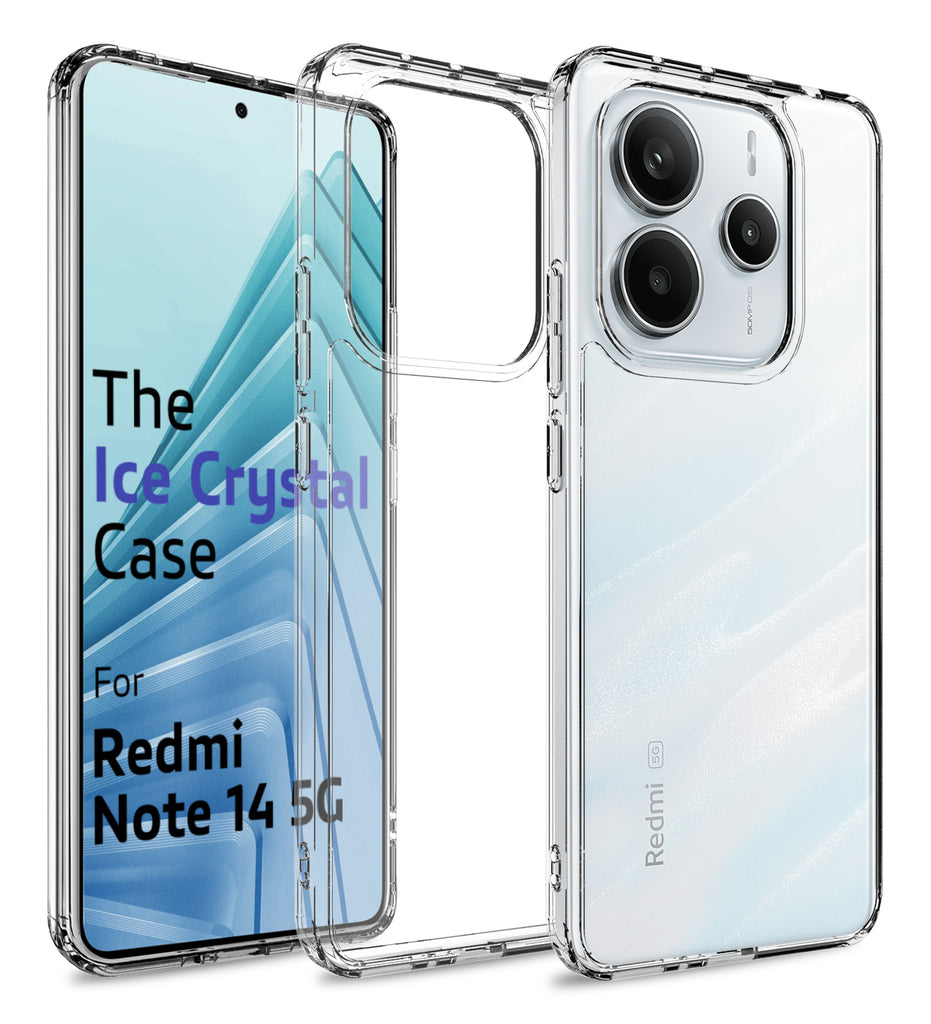 Ice Crystal Series Hybrid Transparent PC Military Grade TPU Back Cover for Redmi Note 14 5G, 6.67 inch, Crystal Clear