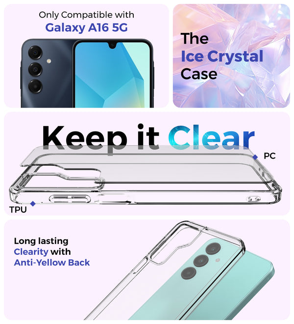 Samsung Galaxy A16 5G (6.7 inch) Back Cover | Ice Crystal Series, Crystal Clear