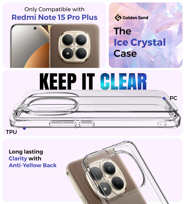 Redmi Note 15 Pro Plus 5G (6.83 inch) Back Cover | Ice Crystal Series, Crystal Clear