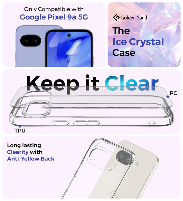 Google Pixel 9A 5G (6.285 inch) Back Cover | Ice Crystal Series, Crystal Clear