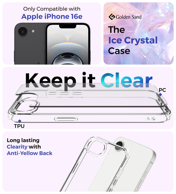 Apple iPhone 16e (6.1 inch) Back Cover | Ice Crystal Series, Crystal Clear