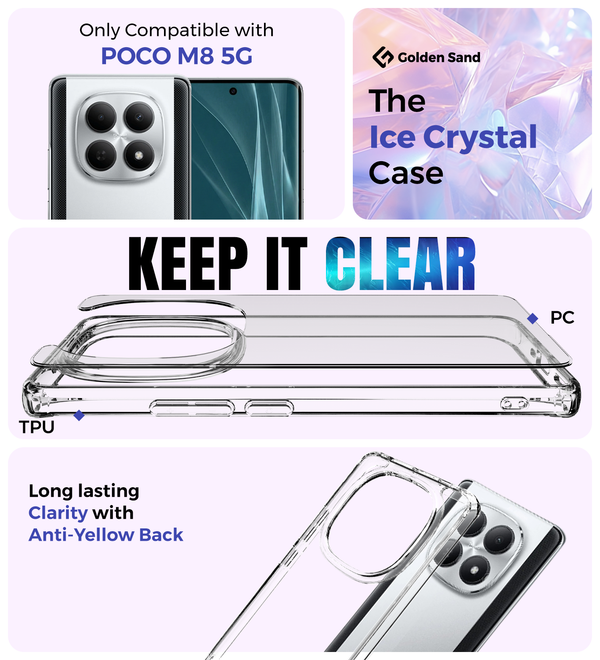 POCO M8 5G (6.77 inch) Back Cover | Ice Crystal Series, Crystal Clear