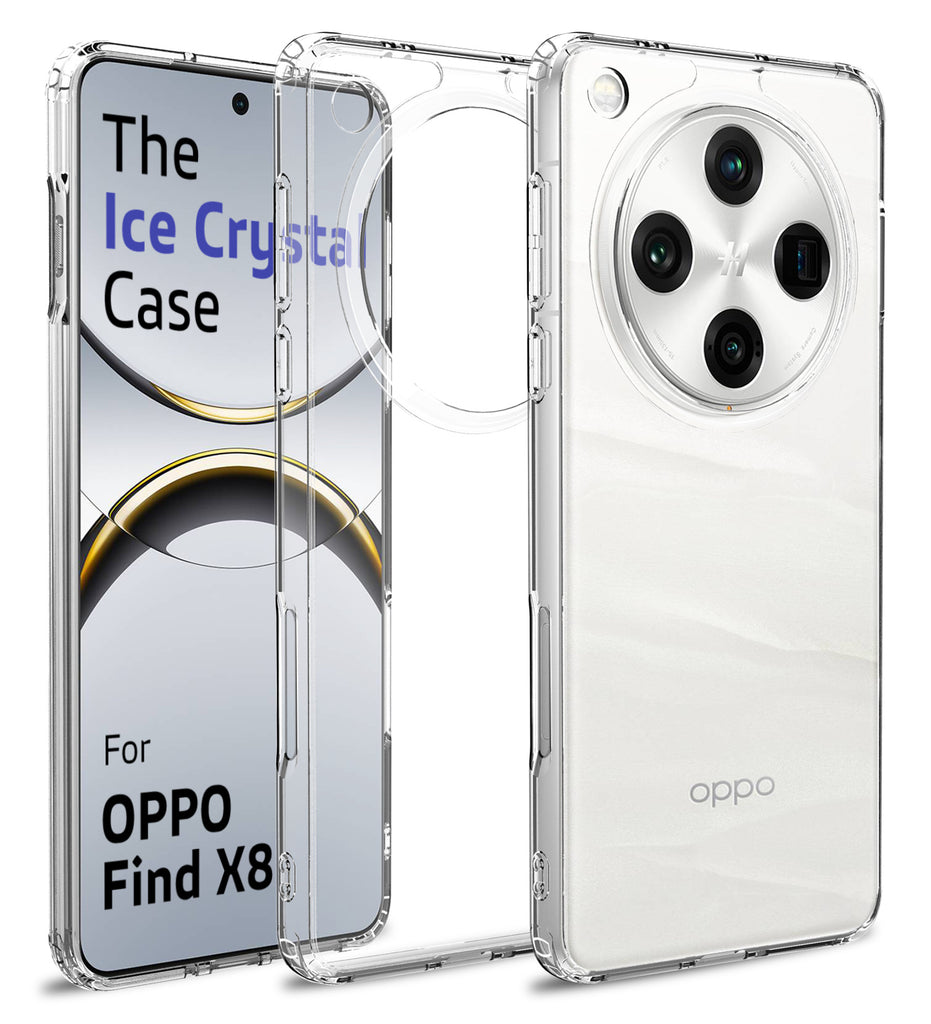 Ice Crystal Series Hybrid Transparent PC Military Grade TPU Back Cover for Oppo Find X8 5G, 6.59 inch, Crystal Clear