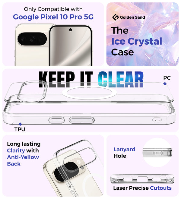 Google Pixel 10 Pro 5G (6.3 inch) Back Cover | Ice Crystal MagSnap Series, Crystal Clear