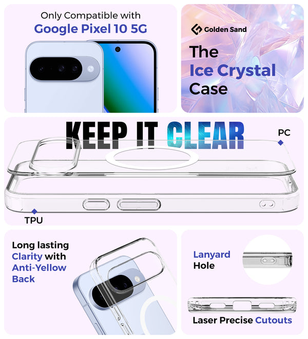 Google Pixel 10 5G (6.3 inch) Back Cover | Ice Crystal MagSnap Series, Crystal Clear