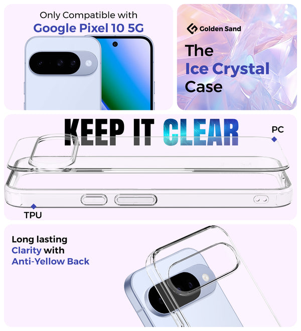 Google Pixel 10 5G (6.3 inch) Back Cover | Ice Crystal Series, Crystal Clear