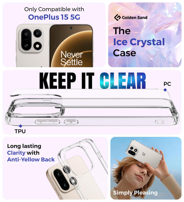 OnePlus 15 5G (6.78 inch) Back Cover | Ice Crystal Series, Crystal Clear