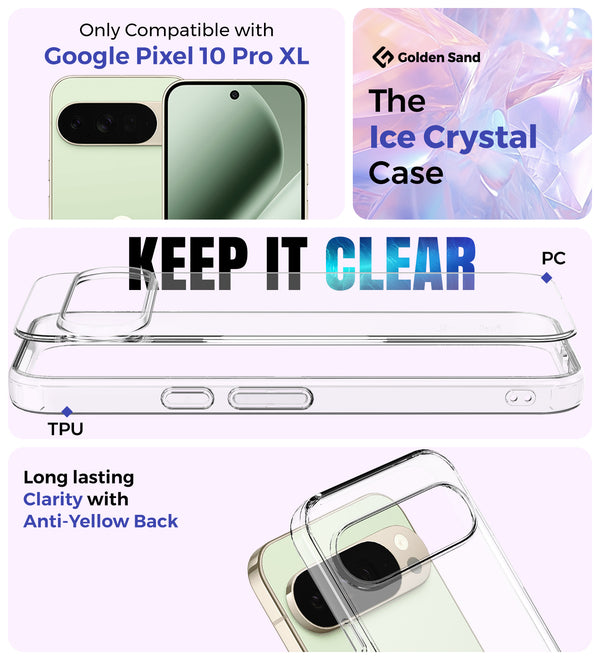Google Pixel 10 Pro XL 5G (6.8 inch) Back Cover | Ice Crystal Series, Crystal Clear