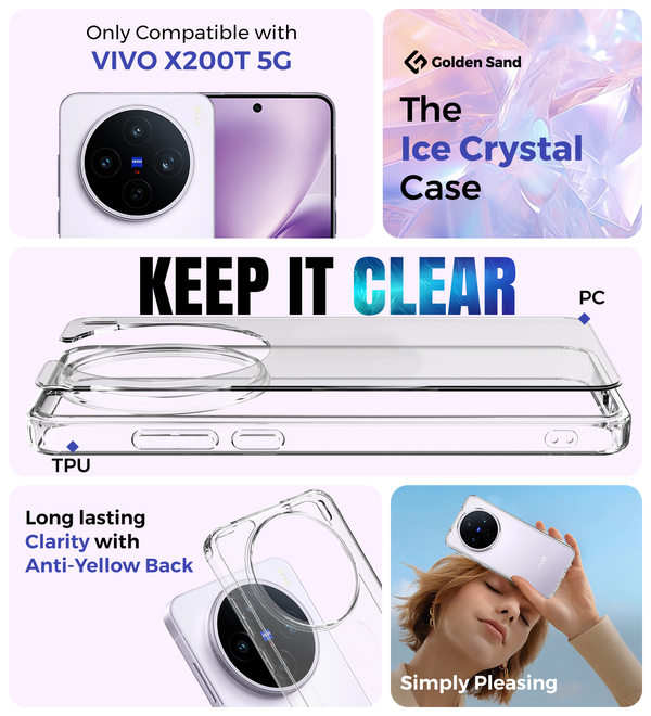 Vivo X200T 5G (6.67 inch) Back Cover | Ice Crystal Series, Crystal Clear