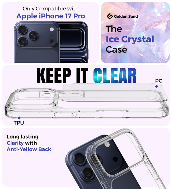 Apple iPhone 17 Pro 5G (6.3 inch) Back Cover | Ice Crystal Series, Crystal Clear