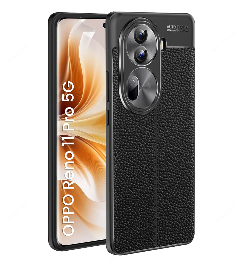 Leather Armor TPU Series Shockproof Armor Back Cover for OPPO Reno 11 Pro 5G, 6.7 inch, Black